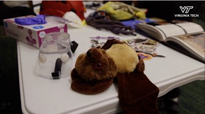 Table set up to discuss rabies with elementary students at Flip the Fair.