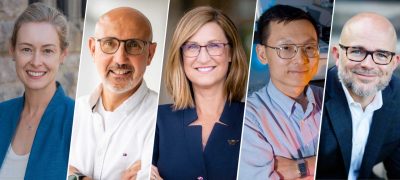 Pictured from left Cayelan Carey, Hesham Rakha, Julie Ross, Liwu Li, and William "Bill" Hopkins