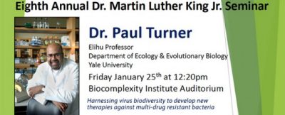 Dr. Paul Turner, Yale Biologist, to give MLK Seminar on January 25th