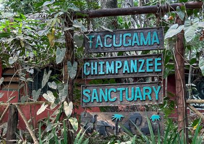 Photo of a sign that says Tacugama Chimpanzee Sanctuary