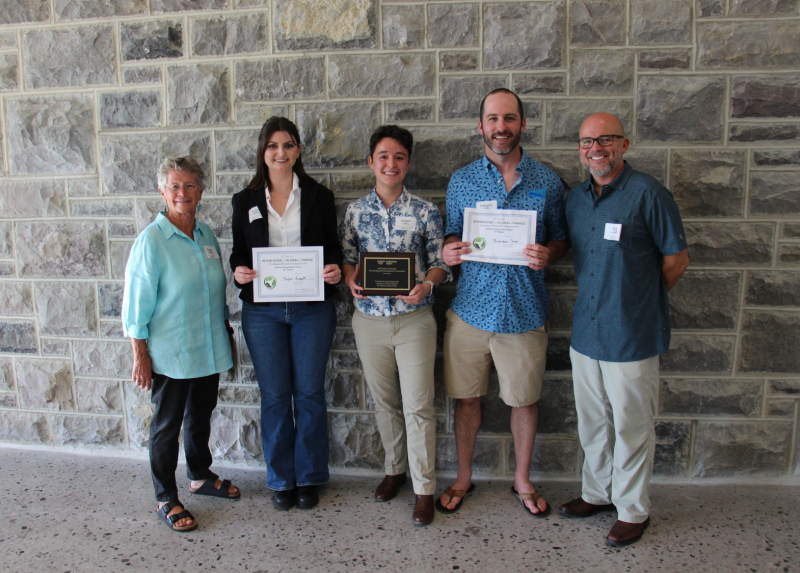Dr. Karen DePauw and Dr. Bill Hopkins with platform award winners Taylor Fossett, Jordan Coscia, and Brendan Shea.