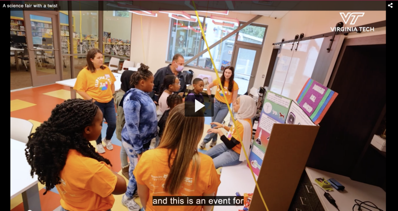 Screenshot of VT News Video Titled 'A Science Fair with a Twist' linked to video