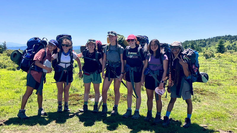 GALs group backpacking through Grayson Highlands State Park